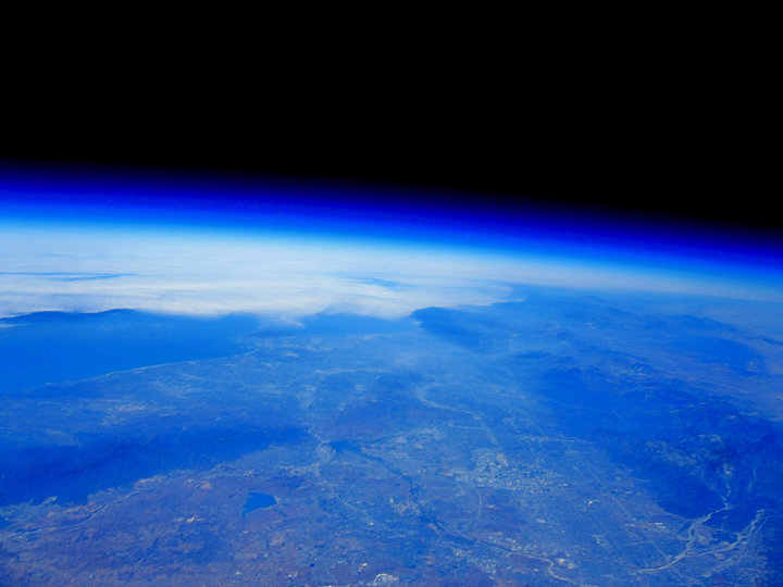 Photo from a previous Quest for Stars balloon mission, looking down at the Los Angeles basin from the edge of space. 