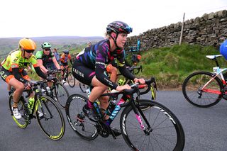 Tiffany Cromwell climbs during Tour de Yorkshire