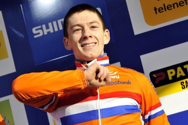 Lars van der Haar (Netherlands) smiles on the podium