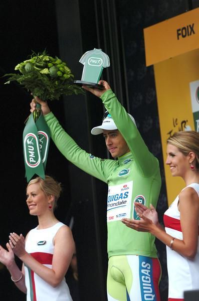 Peter Sagan (Liquigas-Cannondale) finished second in stage 14 and retained his green jersey