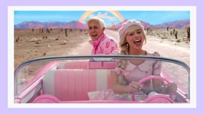 The Barbie and Ken relationship; Barbie (Margot Robbie) and Ken (Ryan Gosling) in a pink car in the Greta Gerwig Barbie film