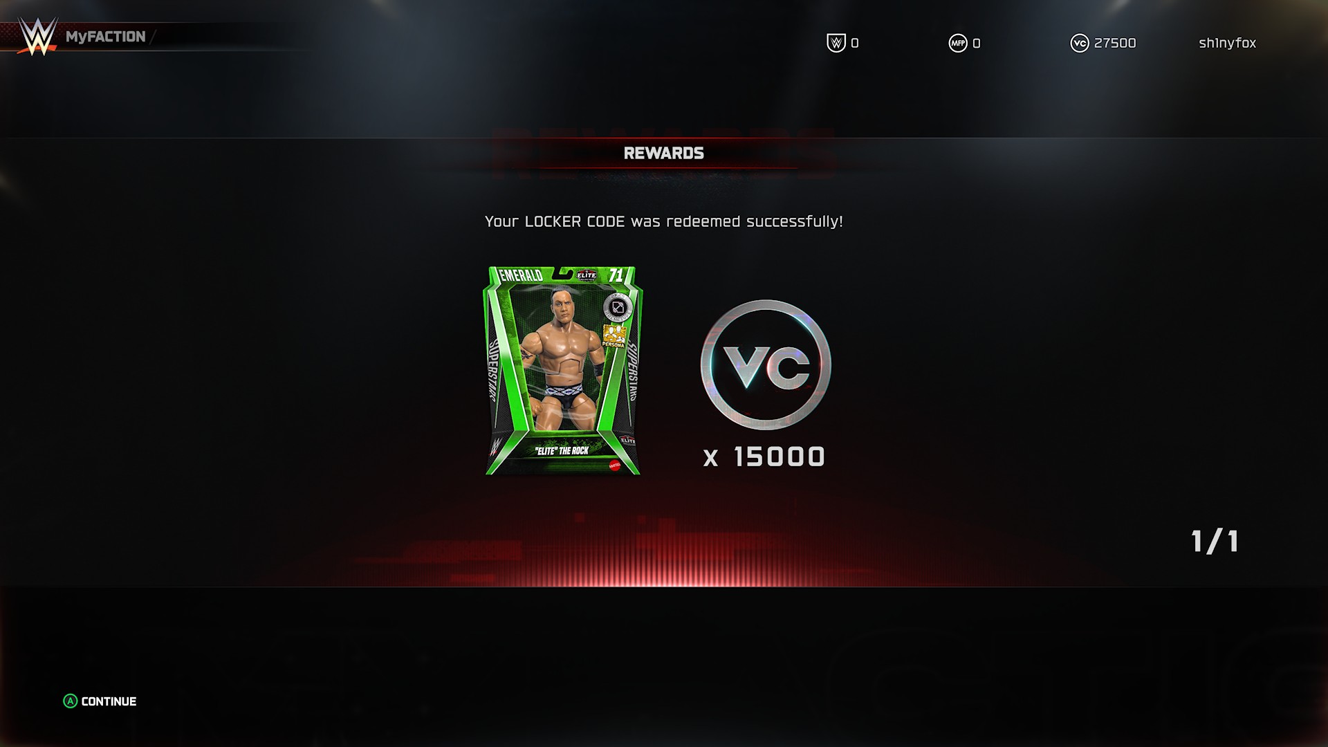 Redeeming a locker code for MyFaction on WWE 2K25