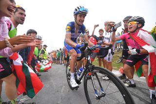Pieter Serry climbs Balcón de Bizkaia during stage 17 at the Vuelta
