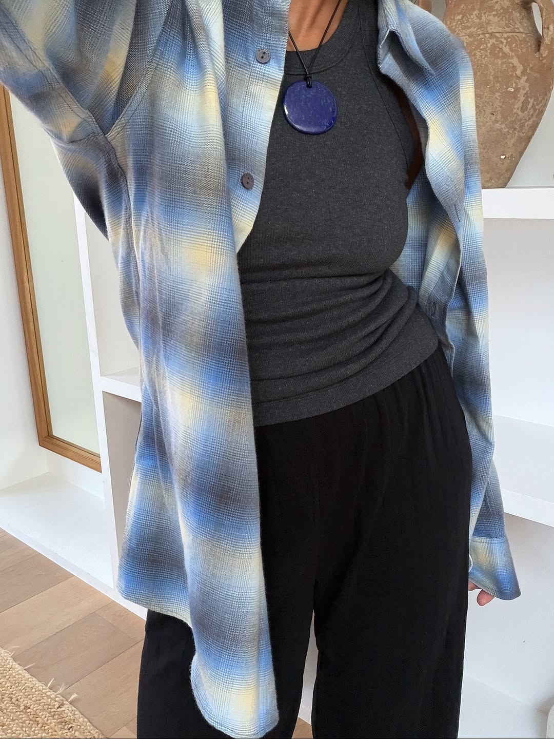 woman wearing icy blue color trend spring 2026