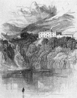 Ashestiel, where Walter Scott wrote 'The Lay of the Last Minstrel', 'Marmion', and 'The Lady of the Lake'. This 1830 picture was commissioned from JMW Turner as a cover for a new edition of 'Marmion'.