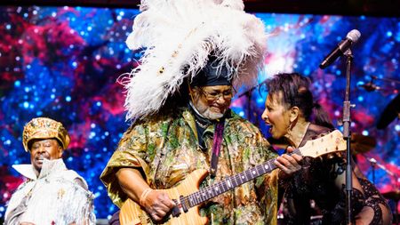 Nona Hendryx (R) performs with George Clinton and Michael Hampton of Parliament-Funkadelic during 2026 Essence Festival of Culture at Caesars Superdome on July 05, 2026 in New Orleans, Louisiana