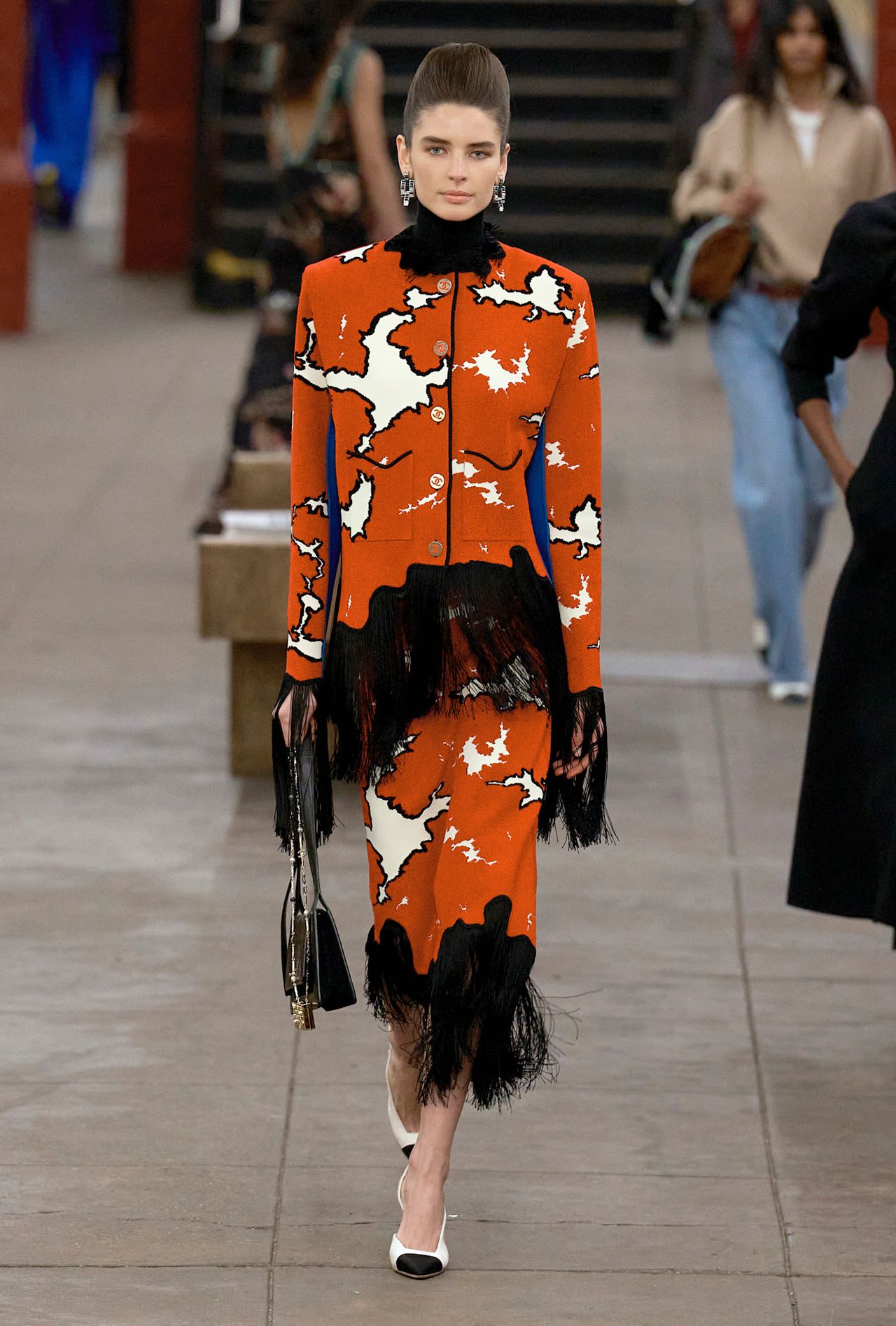 models walk the subway runway for the chanel metiers d'art 2026 show in new york city