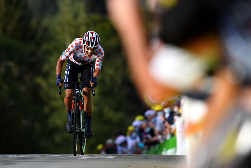 LA PLANCHE FRANCE SEPTEMBER 19 Richard Carapaz of Ecuador and Team INEOS Grenadiers Polka Dot Mountain Jersey during the 107th Tour de France 2020 Stage 20 a 362km Individual Time Trial stage from Lure to La Planche Des Belles Filles 1035m ITT TDF2020 LeTour on September 19 2020 in La Planche France Photo by Stuart FranklinGetty Images