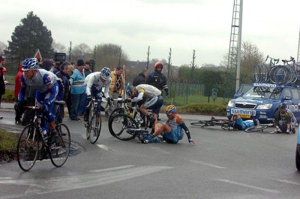 Two Garmin riders crash, Michael Friedman and Julian Dean.