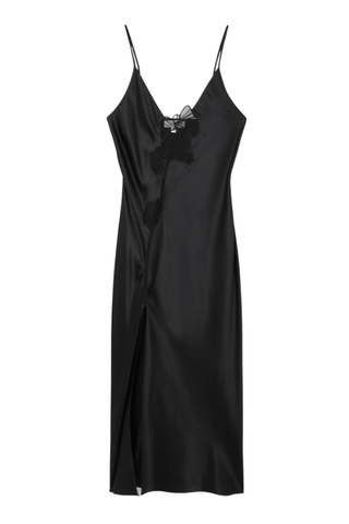 Lace-Panelled Silk Slip Dress