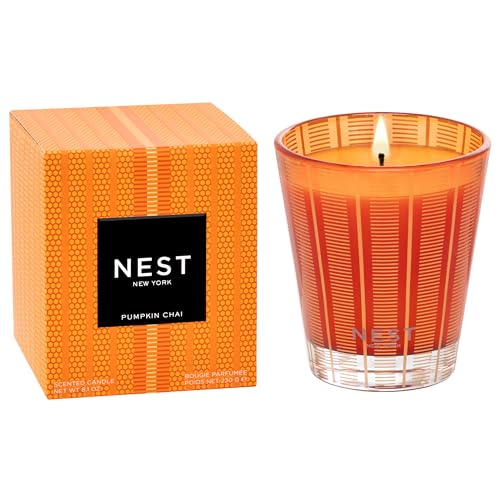 Nest New York Scented Classic Candle, Pumpkin Chai - 8.1 Oz - Up to 60-Hour Burn Time - Reusable Glass Vessel