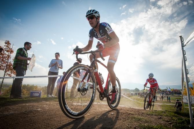 Yannick Eckmann (California Giant) wearing the U-23 National Championships jersey. Boulder Cup.
