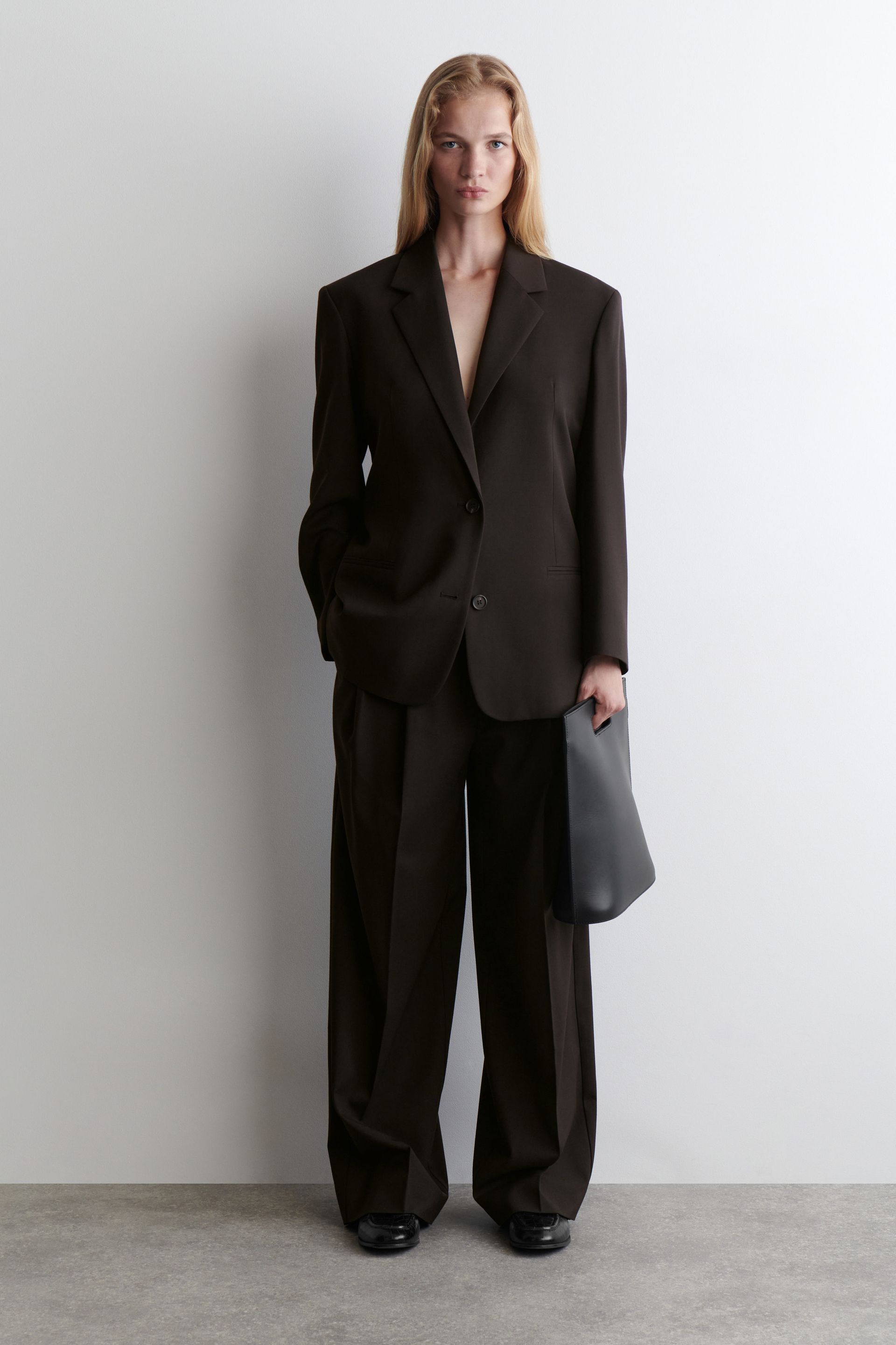 Relaxed Twill Wide-Leg Trousers