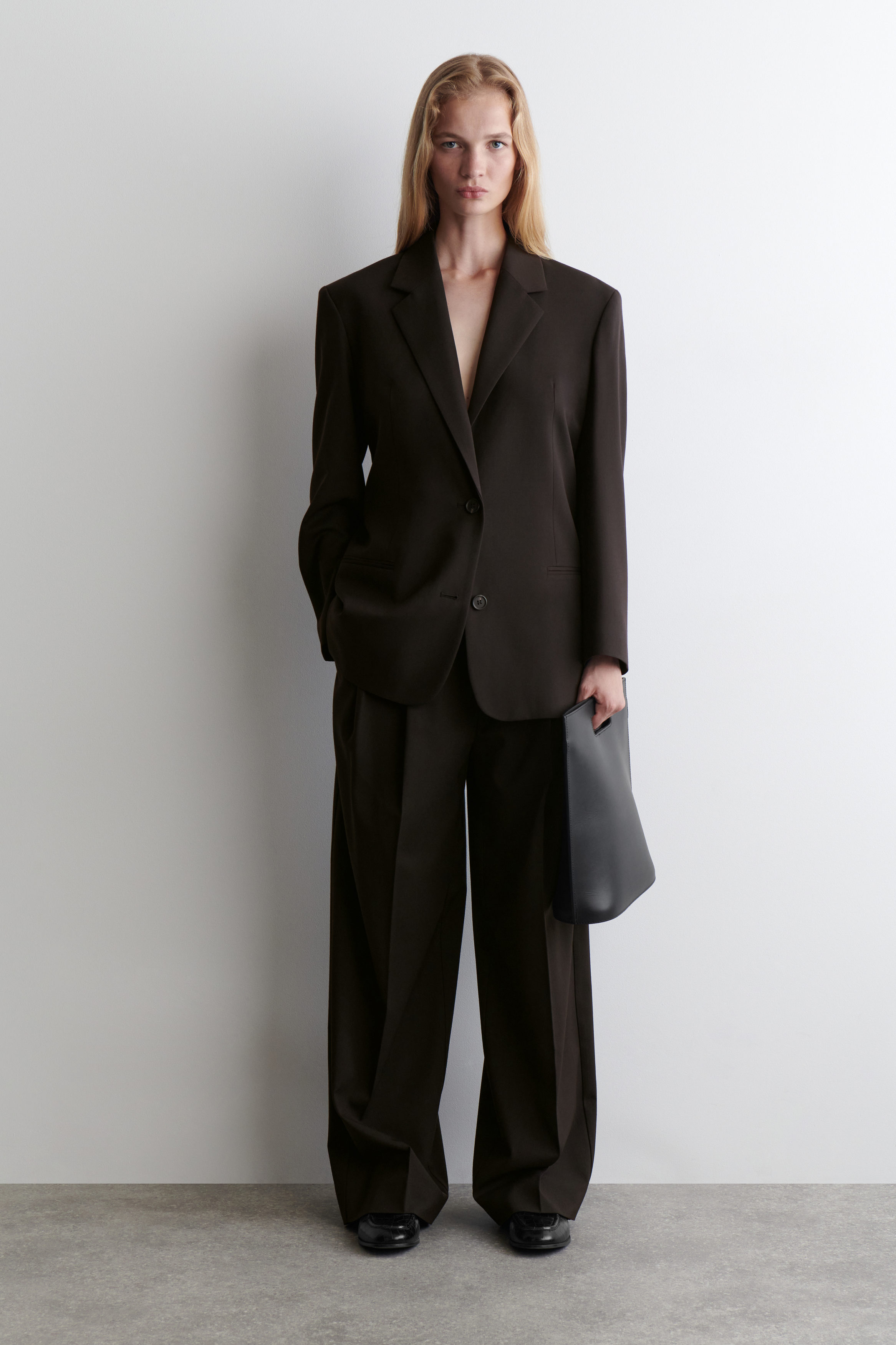 Relaxed Twill Wide-Leg Trousers