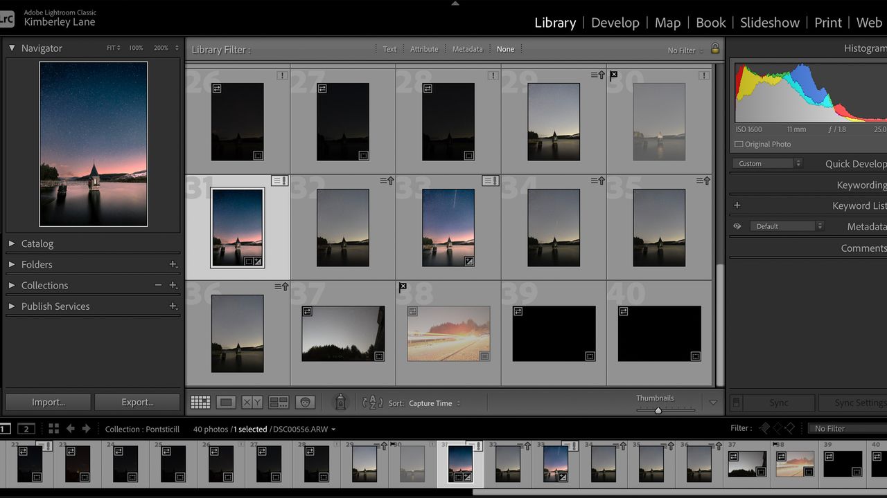 Screenshot of the Lightroom organization system