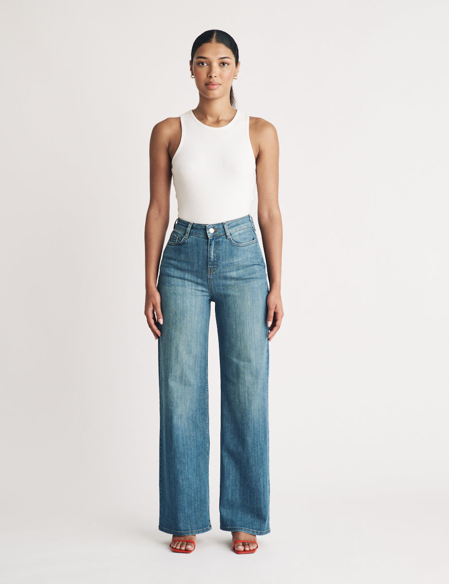 Light Wash Stretch Wide Leg Jeans