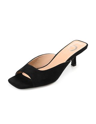 Journee Damenkollektion Larna Slip on Kitten Heel Open Toe Pumps Schwarz 8 Medium US Damen