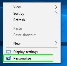 Right-click desktop and press Personalize