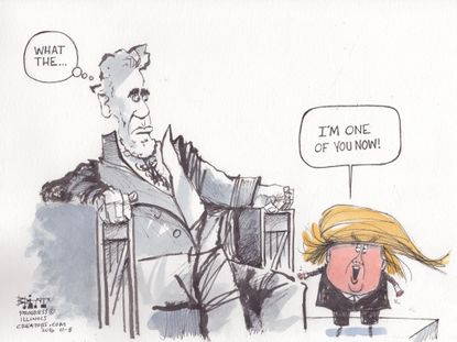 Political cartoon U.S. 2016 election Donald Trump Abraham Lincoln