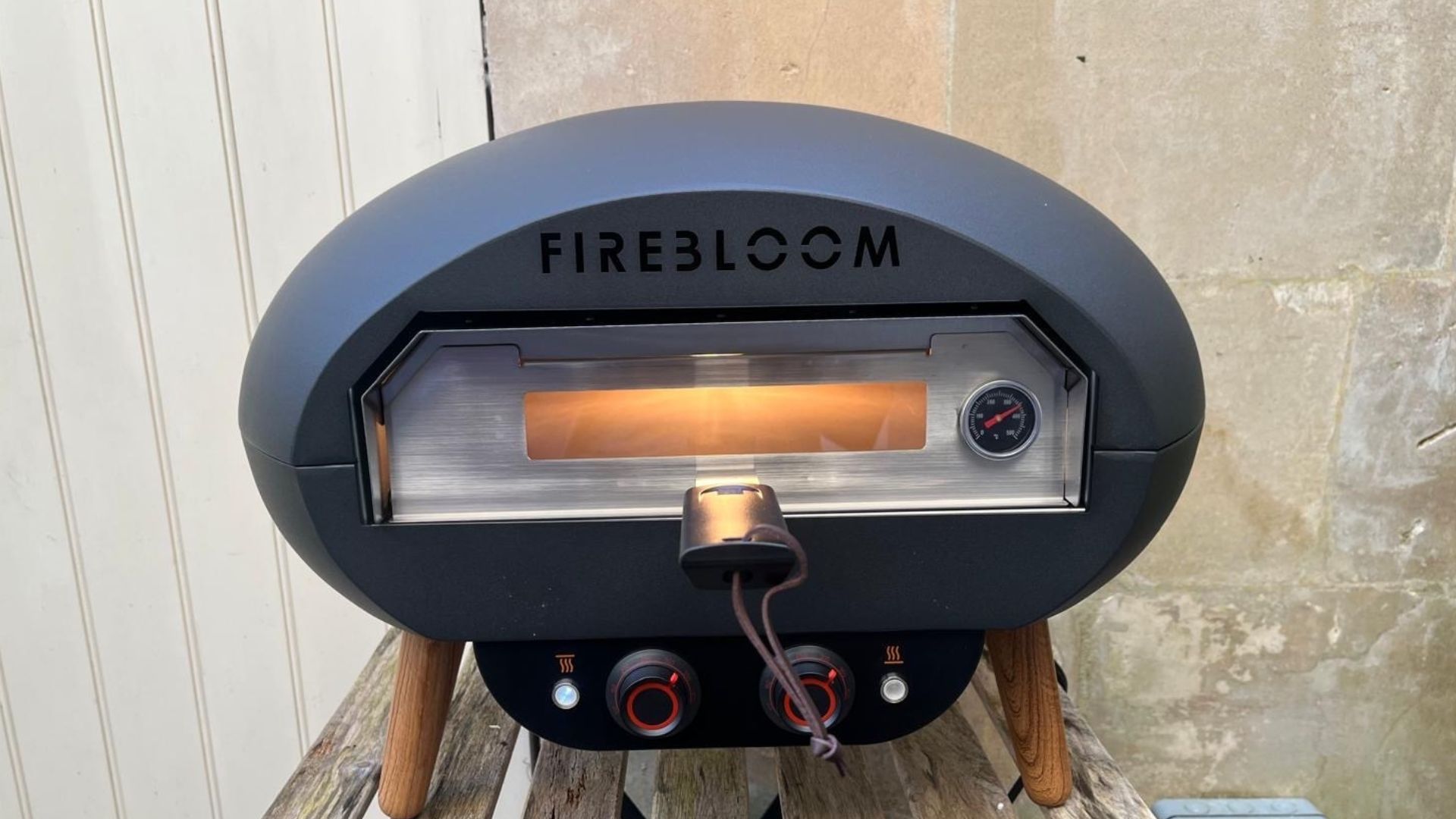 The Firebloom EP03 Electric Pizza Oven being tested in a courtyard