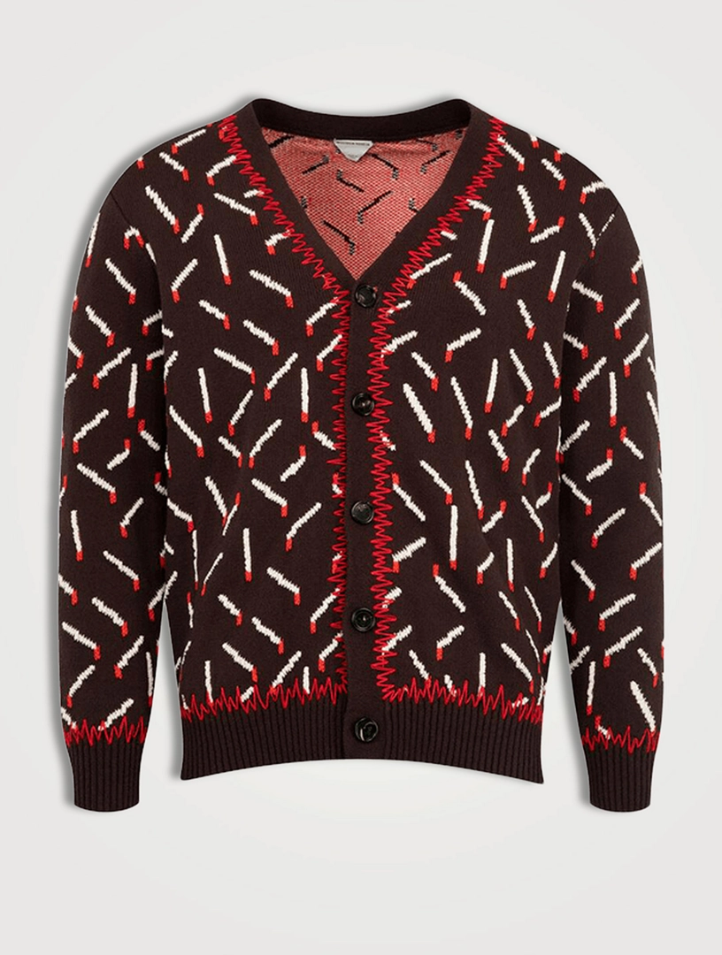 Cotton Jacquard Cardigan in Matches Print