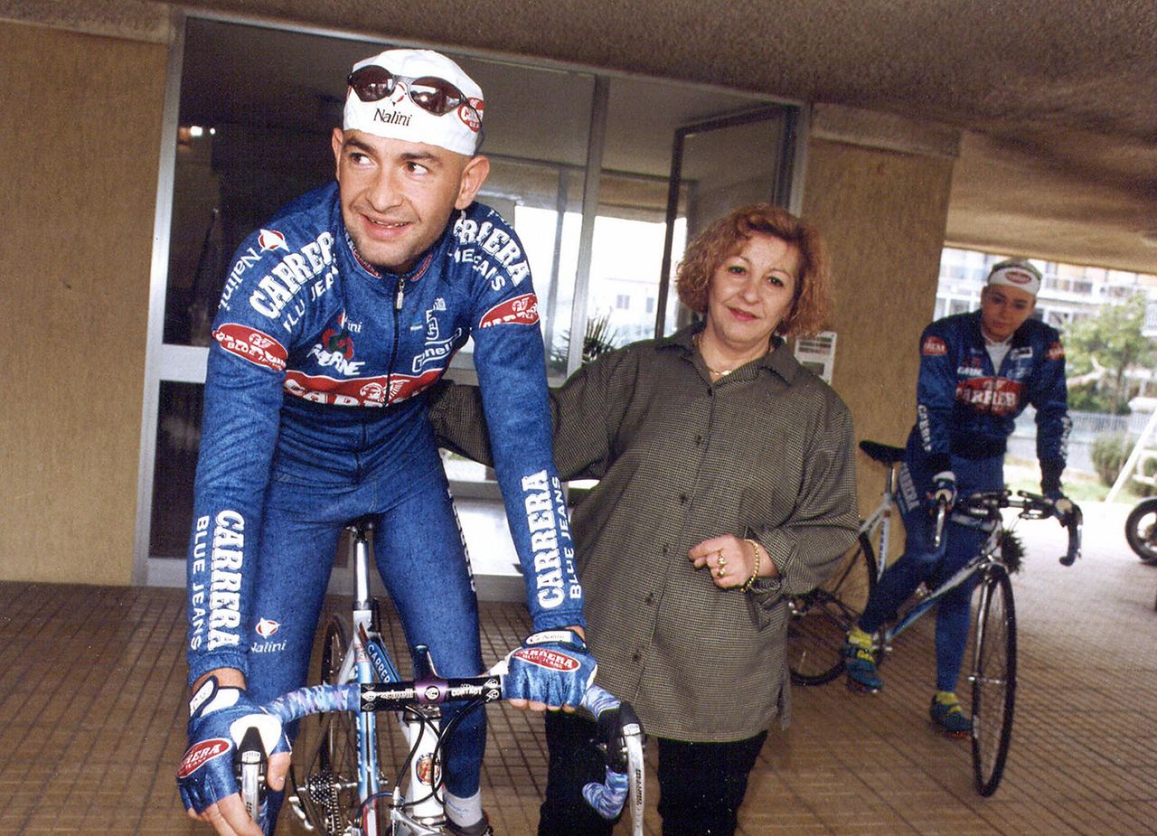 Marco Pantani with his mother Tonina in the early years of his career