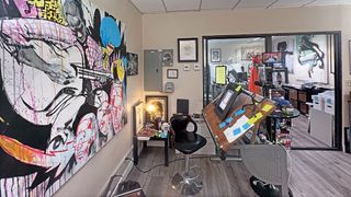 An artist studio in an office building