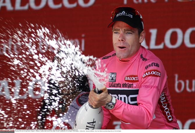 Cadel Evans (BMC) in the maglia rosa heading into the time trial