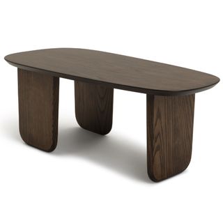 Dark wood curved coffee table