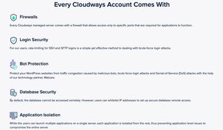 Cloudways' webpage discussing its security features