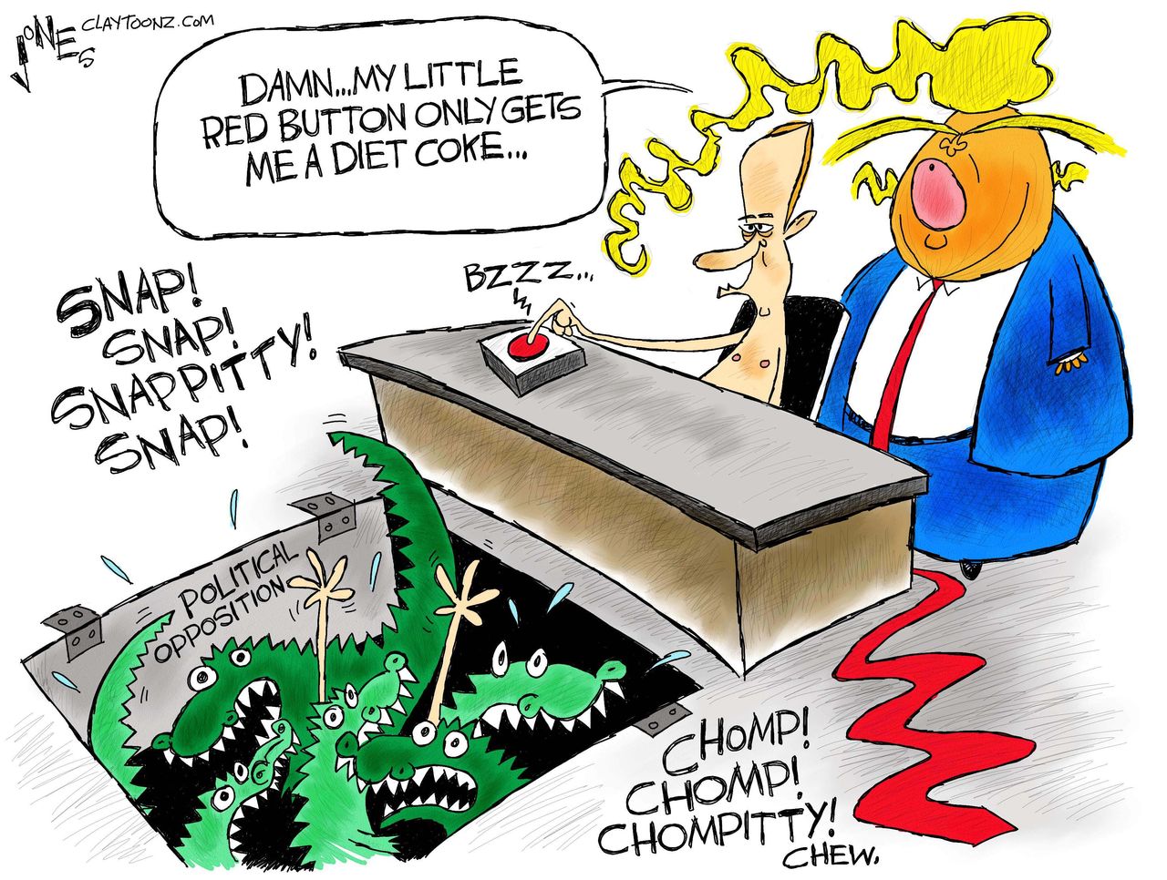 Political cartoon U.S. Trump diet coke Russia opposition brutality