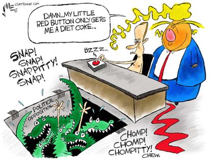Political cartoon U.S. Trump diet coke Russia opposition brutality