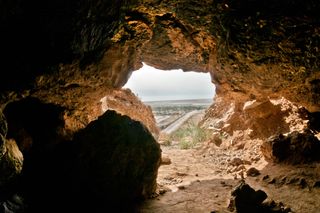 One of the caves in Qumran where dead sea scroll fragments were found.