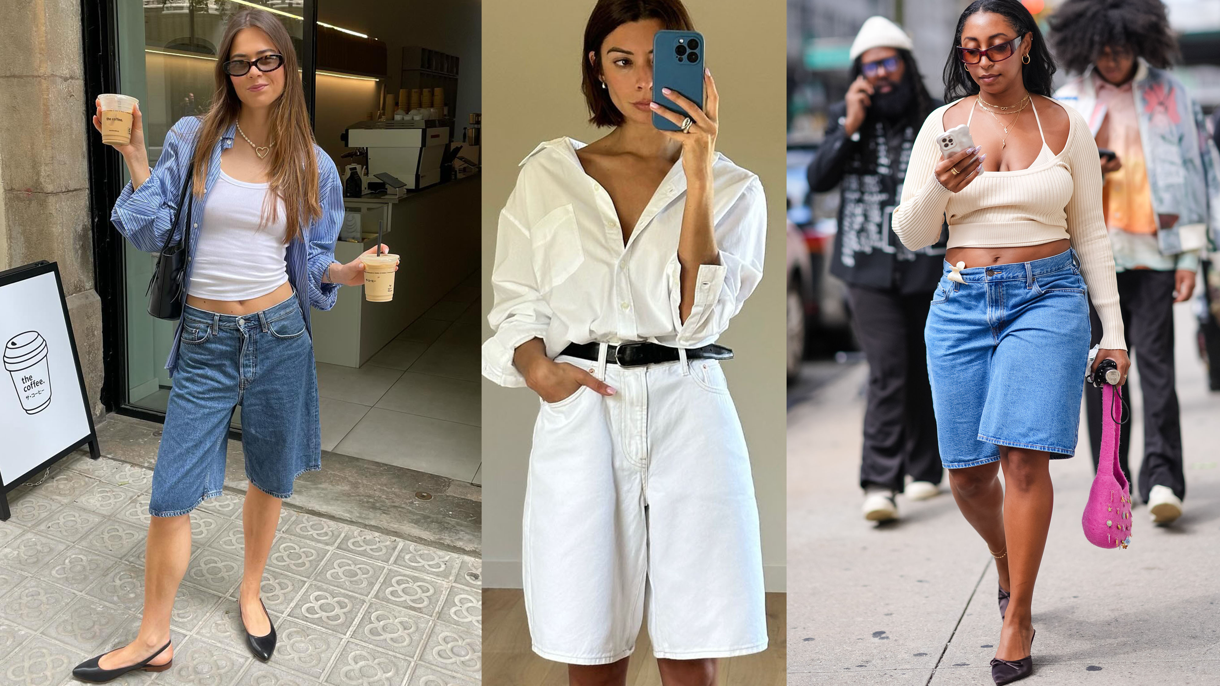 Women wearing long jorts