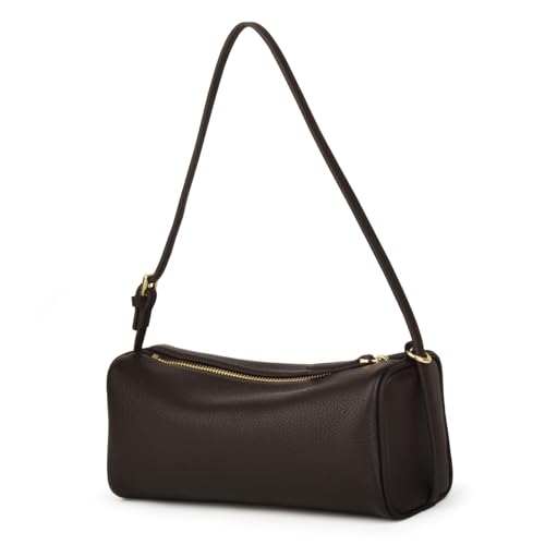 Donnain Premium Full Grained Leather Hobo Purses for Women, Barrel Bag and Crossbody Bags With Adjustable Strap (coffee)