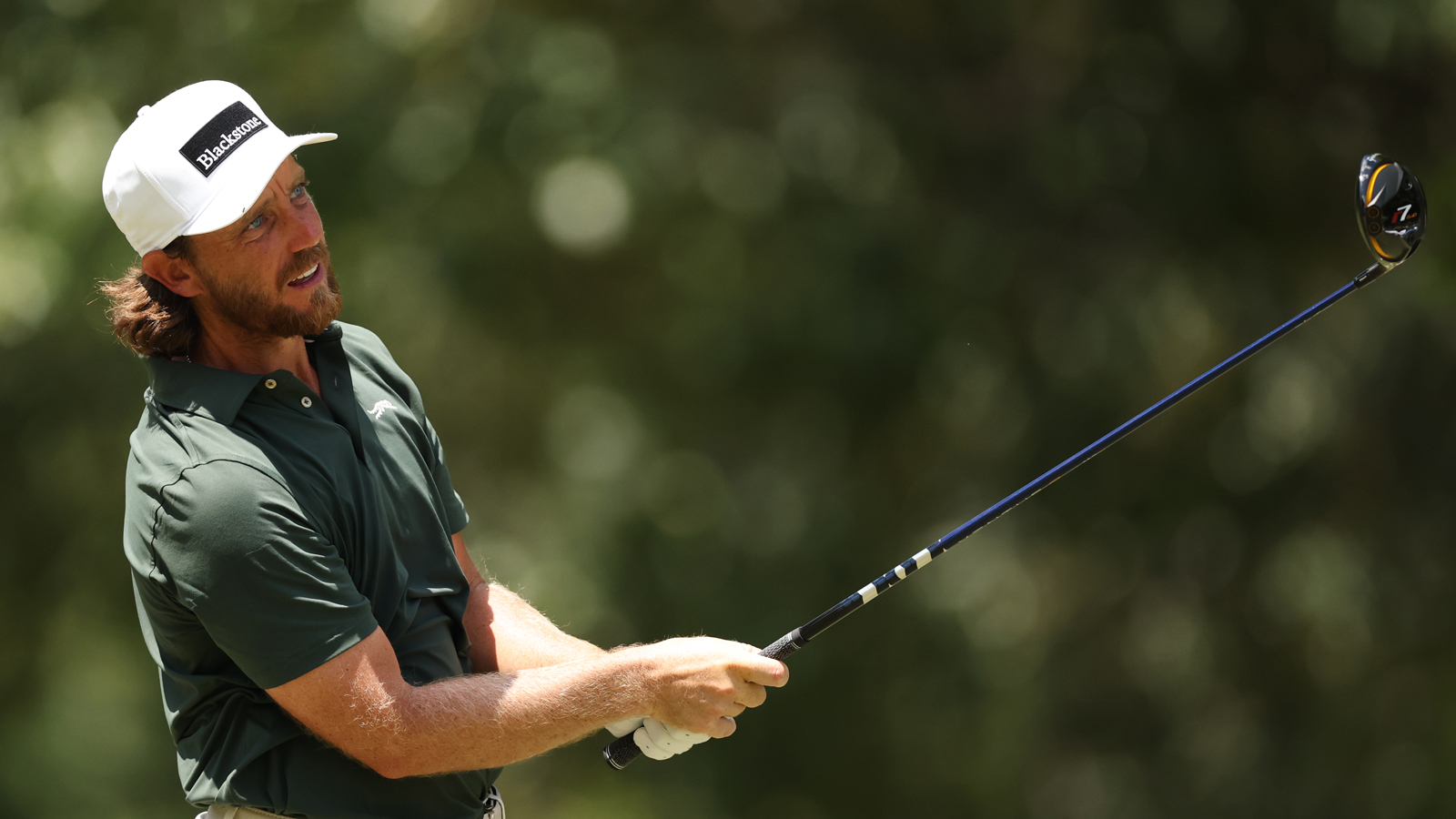 Tommy Fleetwood hits a mini driver off the tee