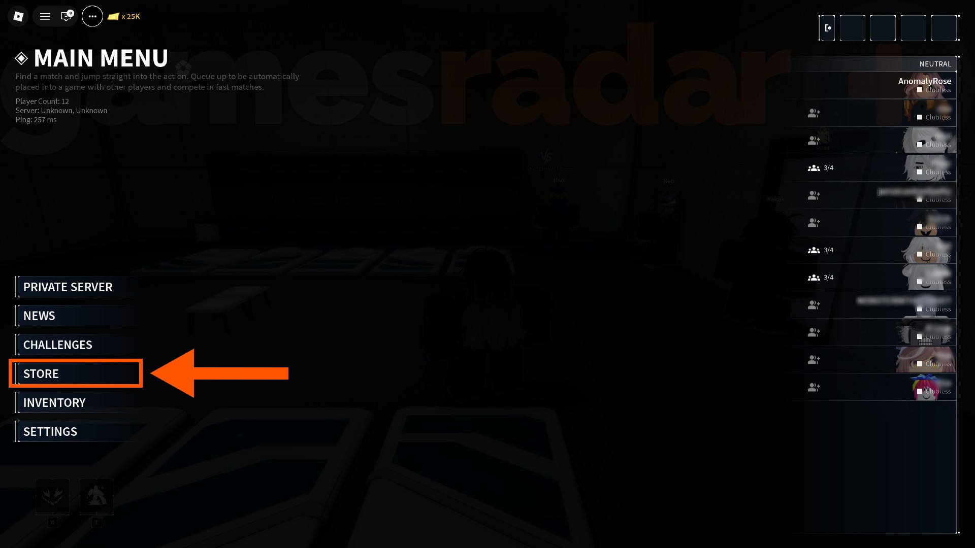 An orange arrow points to the Store button where you can redeem Locked 2 codes.