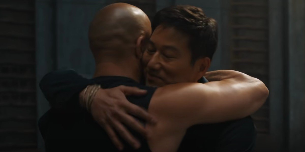 Vin Diesel as Dominic Toretto and Sung Kang as Han Lue in F9 (2021)