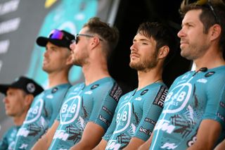 FOIX FRANCE JULY 19 Luca Mozzato of Italy and Team BB Hotels PB KTM during the team presentation prior to the 109th Tour de France 2022 Stage 16 a 1785km stage from Carcassonne to Foix TDF2022 WorldTour on July 19 2022 in Foix France Photo by Dario BelingheriGetty Images