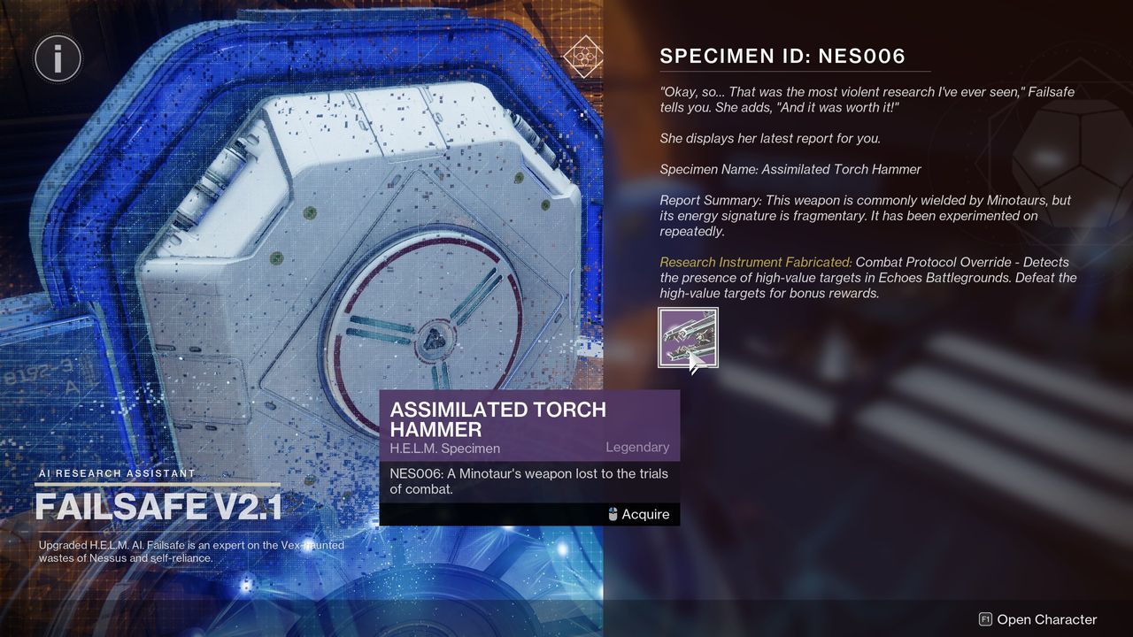 Destiny 2 NES006 - Assimilated Torch Hammer