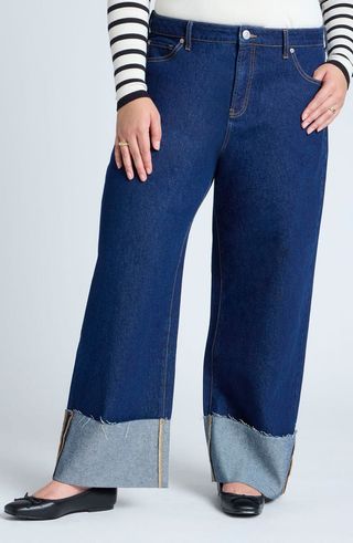 Cuffed Wide Leg Jeans