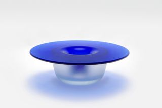 Marc Newson blue round coffee table in glass