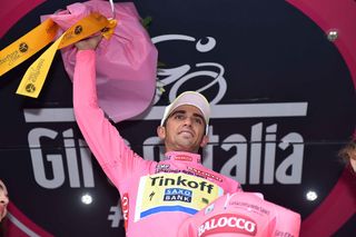 Alberto Contador on the stage 11 podium.