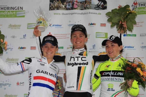 Elizabeth Armitstead (Garmin-Cervelo), Amanda Miller (HTC-HighRoad) and Monia Baccaille (SC MCipollini Giordana)