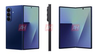 Three alleged official renders of the Galaxy Z Fold 7