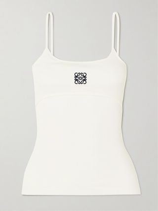 Anagram Logo-Embroidered Ribbed Stretch-Cotton Jersey Tank