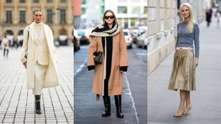 Street style photos of women wearing neutral colors to help them dress simple but stylish
