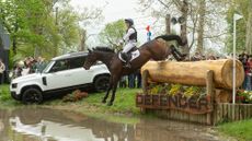Tom McEwen and Brookfield Quality jump into water at Kentucky Three-Day Event