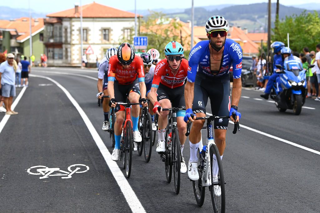 CISTIERNA SPAIN AUGUST 26 LR Harry Sweeny of Australia and Team Lotto Soudal and Jimmy Janssens of Belgium and Team AlpecinDeceuninck compete in the breakaway during the 77th Tour of Spain 2022 Stage 7 a 190km stage from Camargo to Cistierna LaVuelta22 WorldTour on August 26 2022 in Cistierna Spain Photo by Tim de WaeleGetty Images