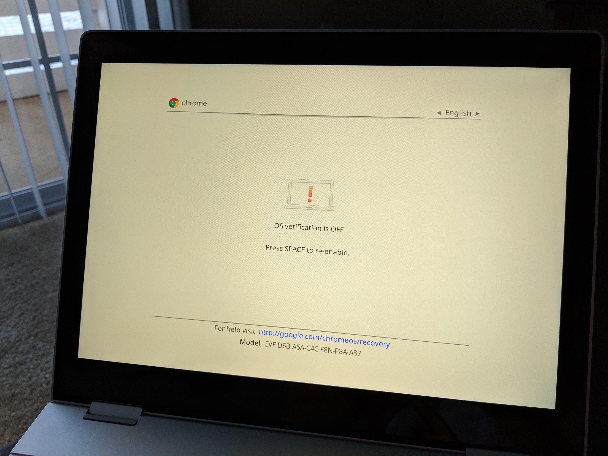 Development mode. Chromebook developer Mode disabled by Organization
